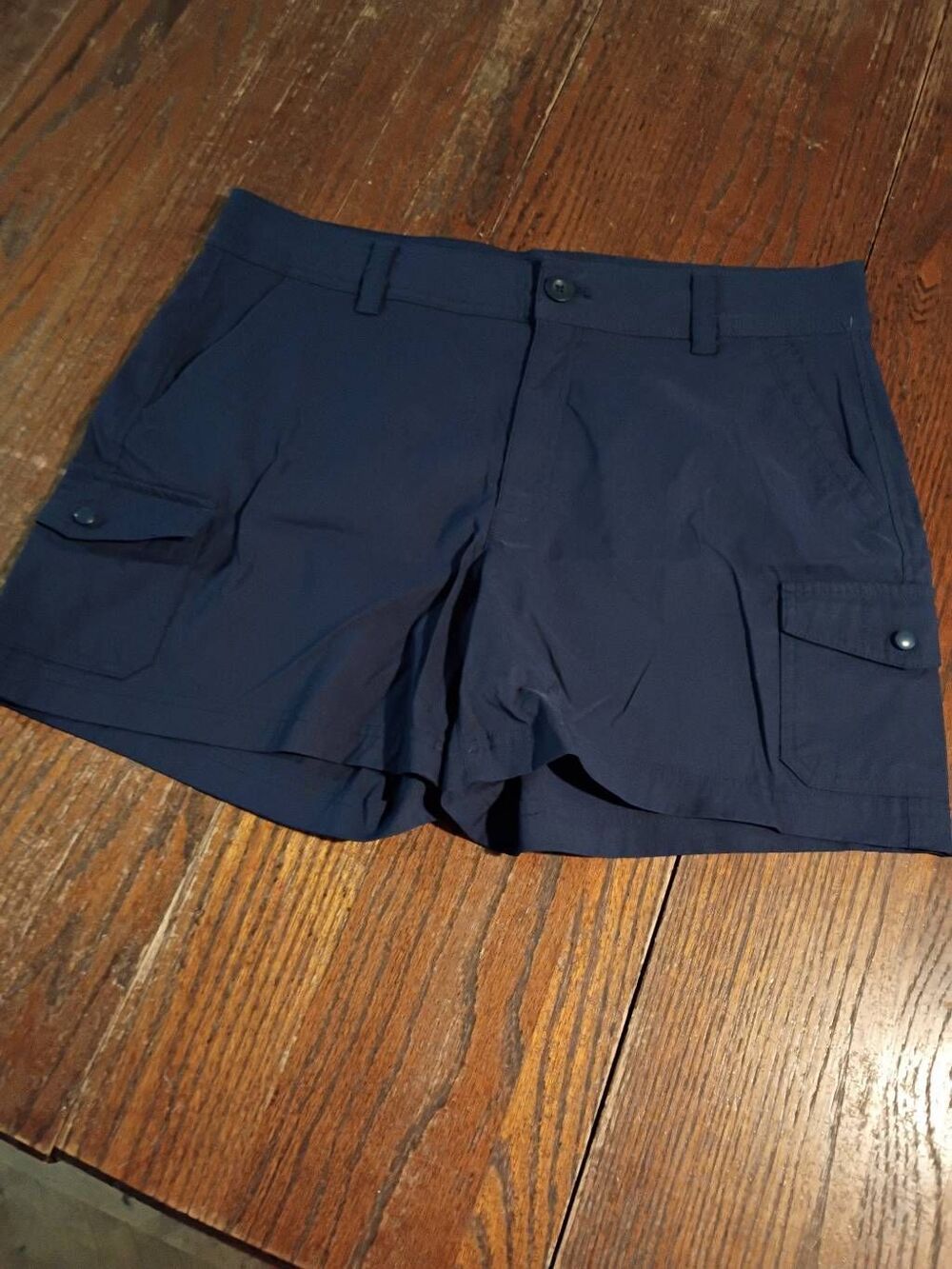 Size 14 Eddie Bauer Blue Casual Shorts with Cargo Type Pockets Belt Loops